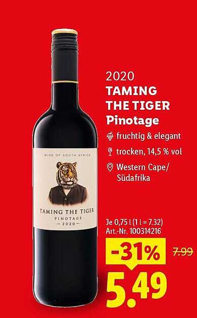 2020 TAMING THE TIGER Pinotage