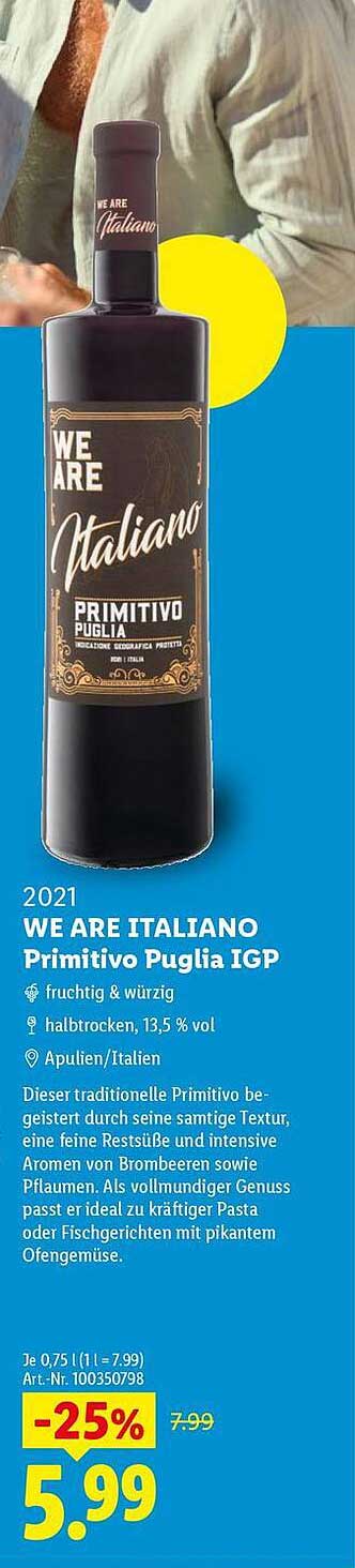 2021 WE ARE ITALIANO Primitivo Puglia IGP