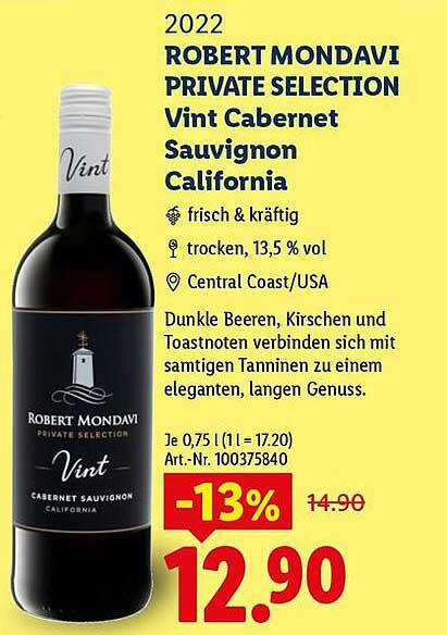 2022 ROBERT MONDAVI PRIVATE SELECTION Vint Cabernet Sauvignon California