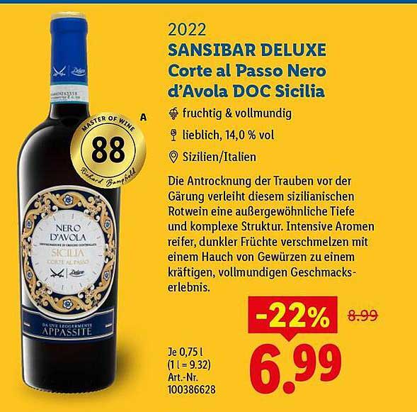 2022 SANSIBAR DELUXE Corte al Passo Nero d'Avola DOC Sicilia