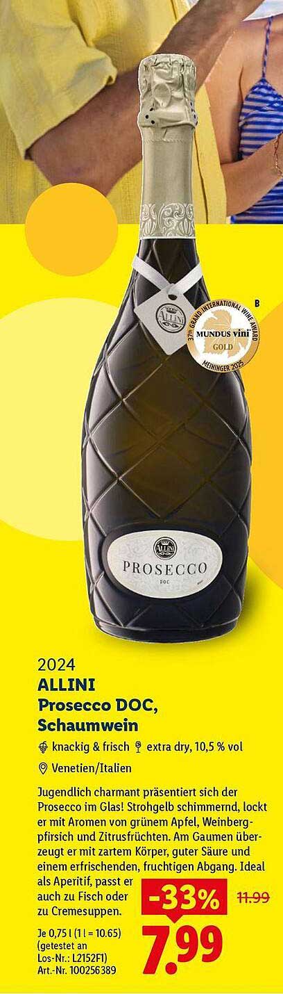 2024 ALLINI Prosecco DOC, Schaumwein