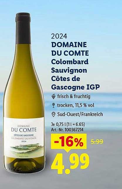 2024 DOMAINE DU COMTE Colombard Sauvignon Côtes de Gascogne IGP