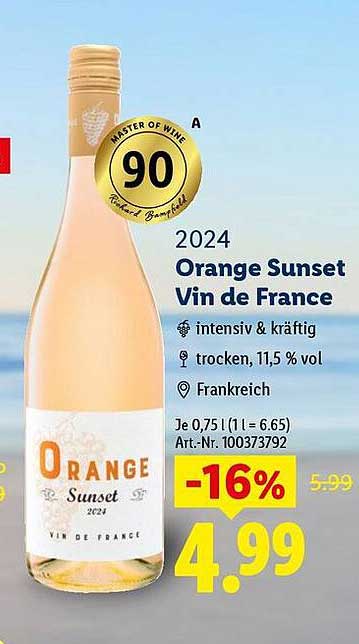2024 Orange Sunset Vin de France
