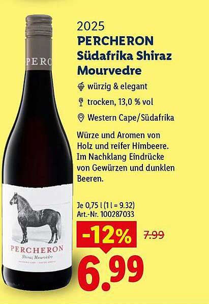 2025 PERCHERON Südafrika Shiraz Mourvedre