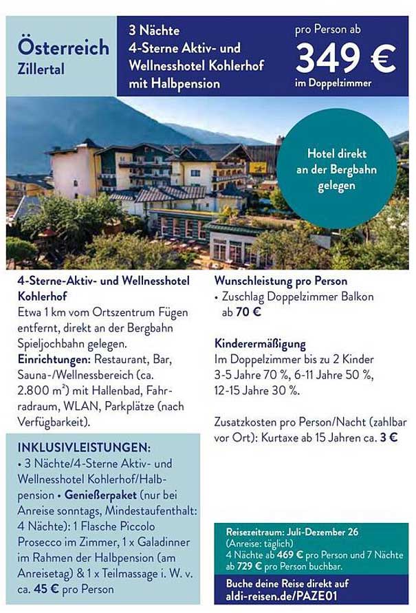 3 Nächte 4-Sterne Aktiv- und Wellnesshotel Kohlerhof mit Halbpension