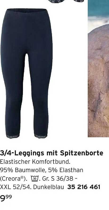 3/4-Leggings mit Spitzenborte