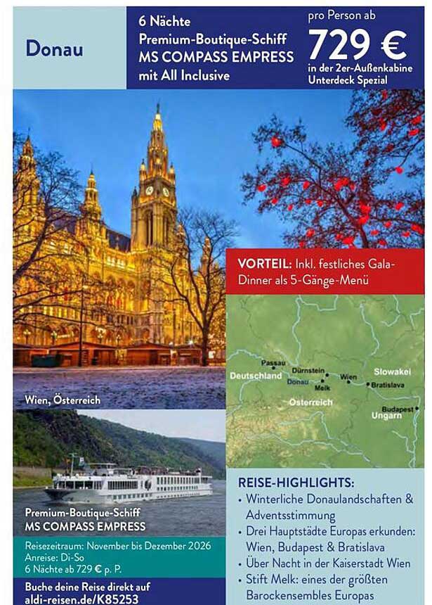 6 Nächte Premium-Boutique-Schiff MS COMPASS EMPRESS mit All Inclusive