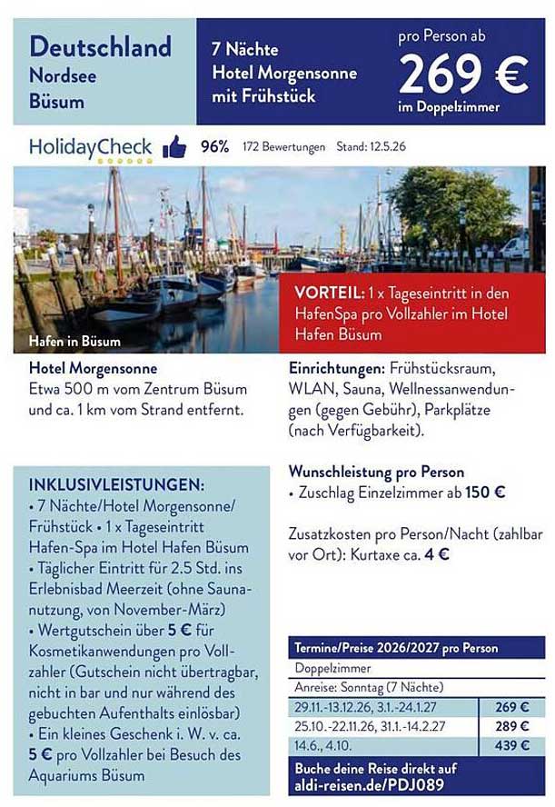 7 Nächte Hotel Morgensonne mit Frühstück