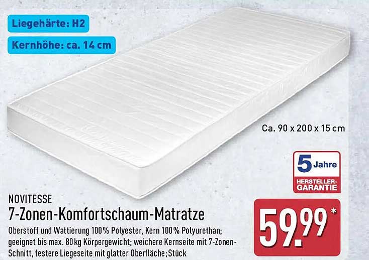 7-Zonen-Komfortschaum-Matratze
