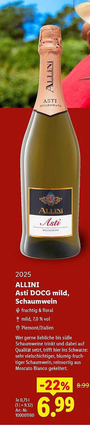 ALLINI Asti DOCG mild, Schaumwein