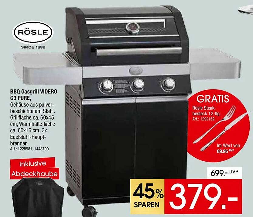 BBQ Gasgrill VIDERO G3 PURE,