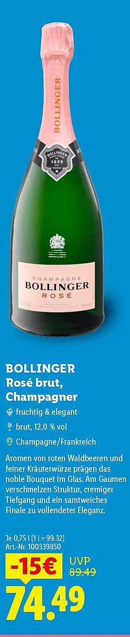 BOLLINGER Rosé brut, Champagner