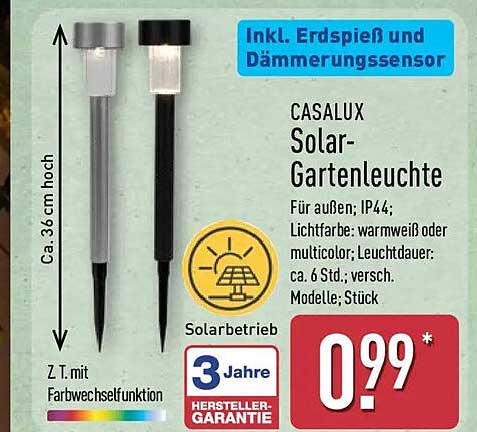 CASALUX Solar-Gartenleuchte