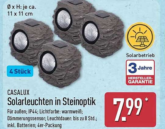 CASALUX Solarleuchten in Steinoptik