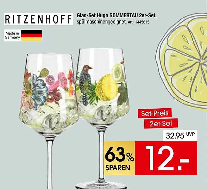 Glas-Set Hugo SOMMERTAU 2er-Set, spülmaschinenegeeignet. Art.: 1445615