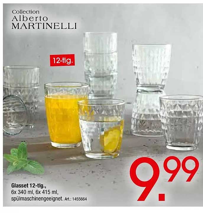 Glasset 12-tlg., 6x 340 ml, 6x 415 ml, spülmaschineneignet. Art.: 1455664