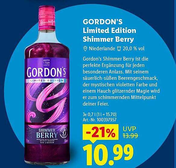 GORDON'S Limited Edition Shimmer Berry