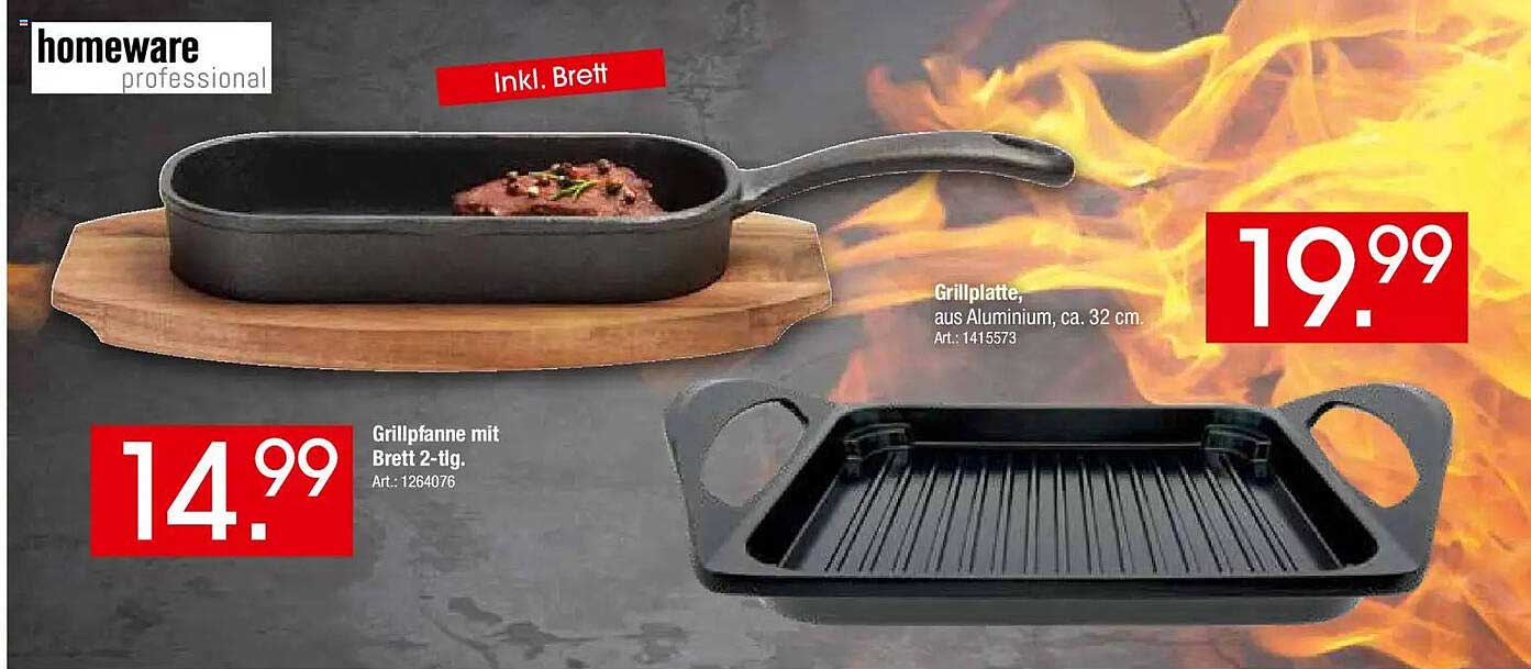 Grillpfanne mit Brett 2-tlg.