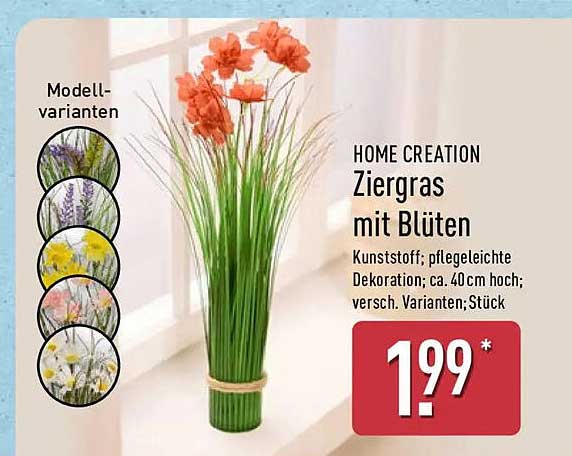 HOME CREATION Ziergras mit Blüten