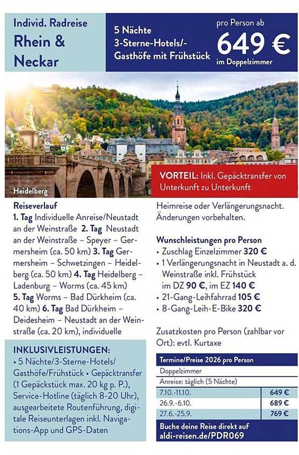 Individ. Radreise Rhein & Neckar