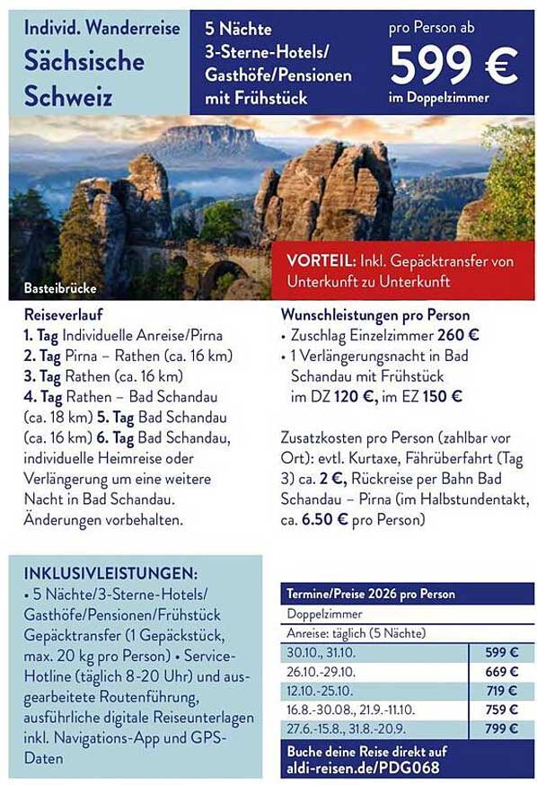Individ. Wanderreise Sächsische Schweiz