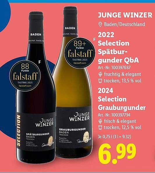 JUNGE WINZER 2022 Selection Spätburgunder QbA 2024 Selection Grauburgunder