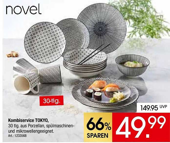 Kombiservice TOKYO, 30 tlg. aus Porzellan, spülmaschinen- und mikrowellengeeignet.