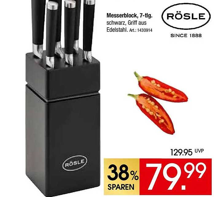 Messerblock, 7-tlg. schwarz, Griff aus Edelstahl. Art.: 1430914