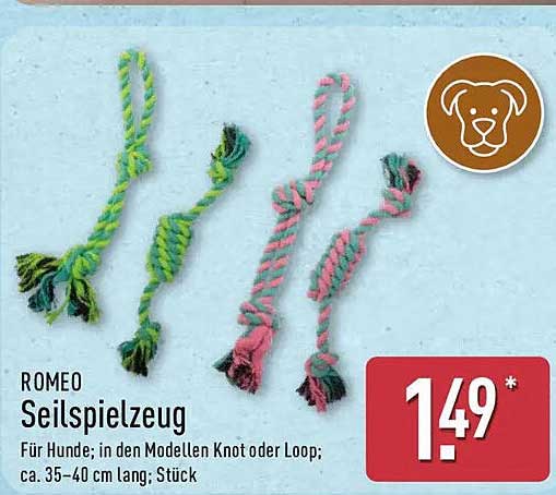 ROMEO Seilspielzeug Für Hunde; in den Modellen Knoten oder Loop; ca. 35-40 cm lang; Stück