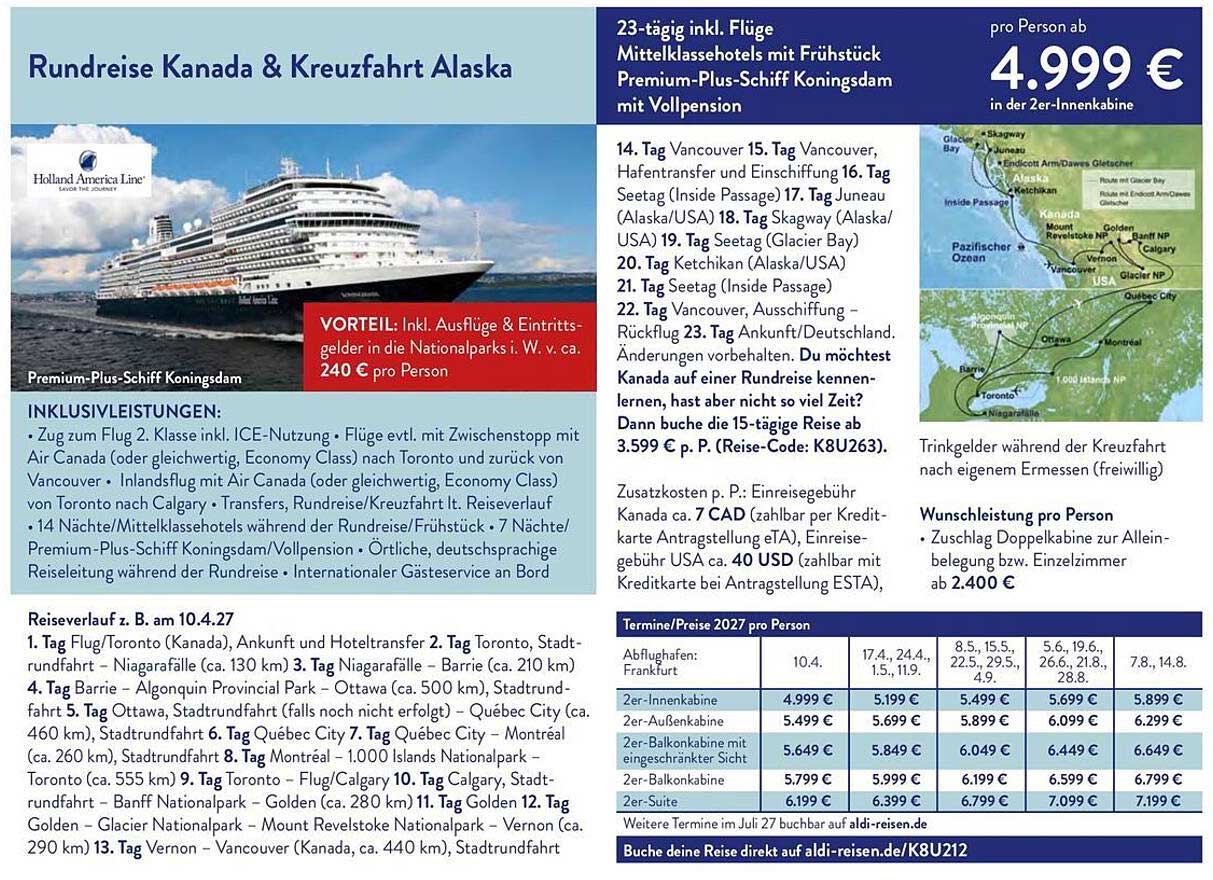 Rundreise Kanada & Kreuzfahrt Alaska
