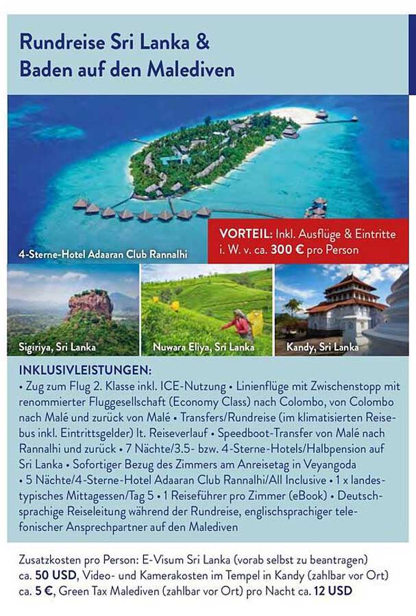 Rundreise Sri Lanka & Baden auf den Malediven