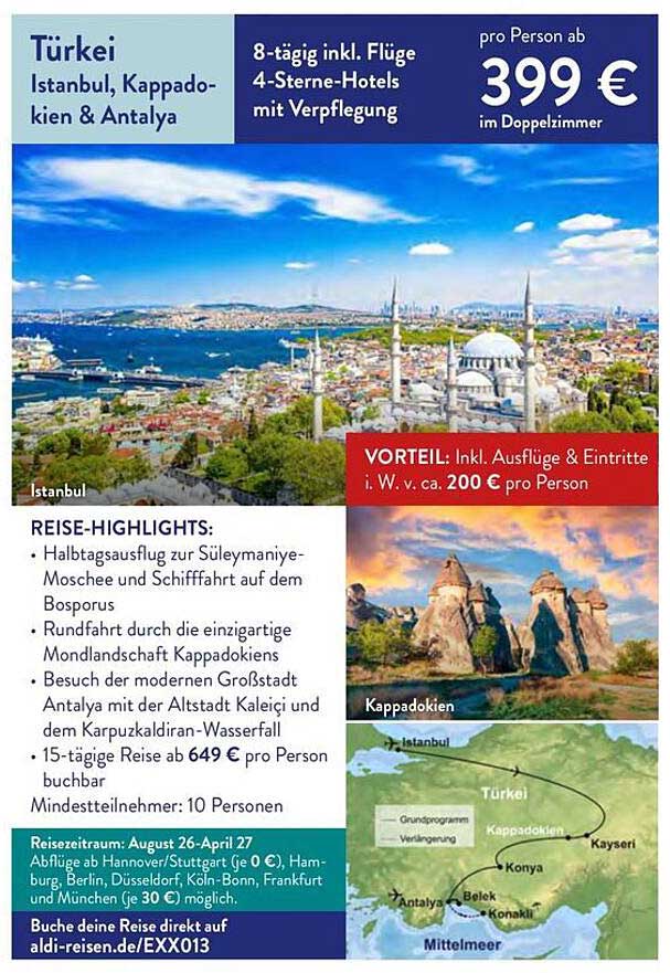 Türkei Istanbul, Kappadokien & Antalya