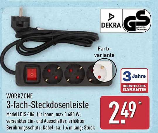 WORKZONE 3-fach-Steckdosenleiste