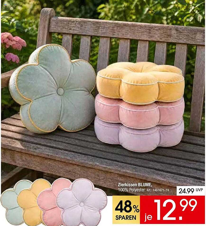 Zierkissen BLUME, 100% Polyester. Art.: 1461671-74