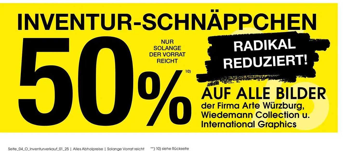 50% Rabatt auf alle Bilder der Arte Würzburg, Wiedemann Collection u. International Graphics