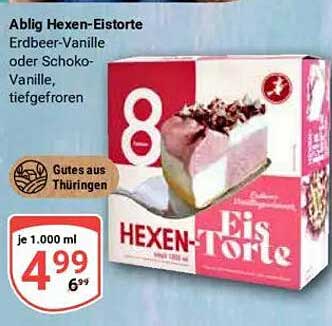 Ablig Hexen-Eistorte Erdbeer-Vanille oder Schoko-Vanille, tiefgefroren