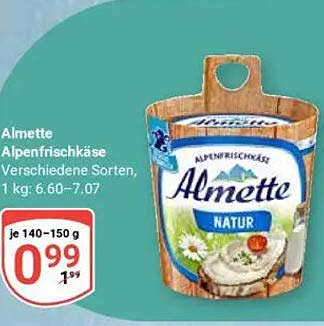 Almette Alpenfrischkäse - Verschiedene Sorten