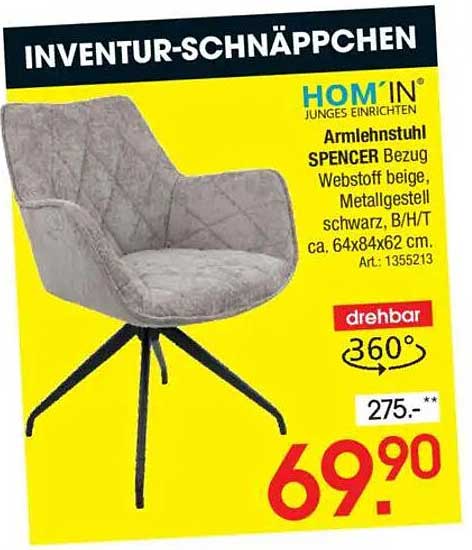 ARMLEHNSTUHL SPENCER - DREHBAR UND MODERN