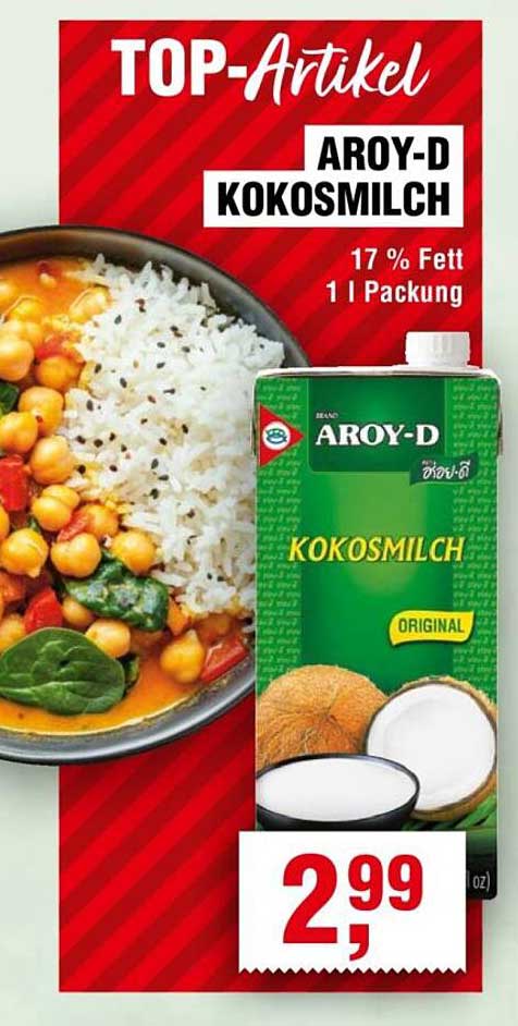 Aroy-D Kokosmilch - 1 Packung mit 17 % Fett