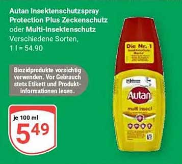 Autan Insektenschutzspray Protection Plus Zeckenschutz oder Multi-Insektenschutz, 1 l – 5,49