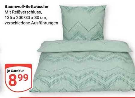Baumwoll-Bettwäsche mit Reißverschluss, 135 x 200/80 x 80 cm, verschiedene Ausführungen