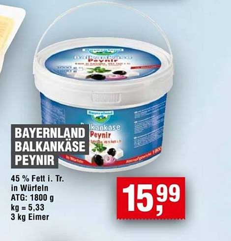 Bayernland Balkankäse Peynir 3 kg Eimer