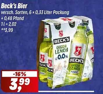 Beck's Bier - 6er Pack à 0,33 Liter