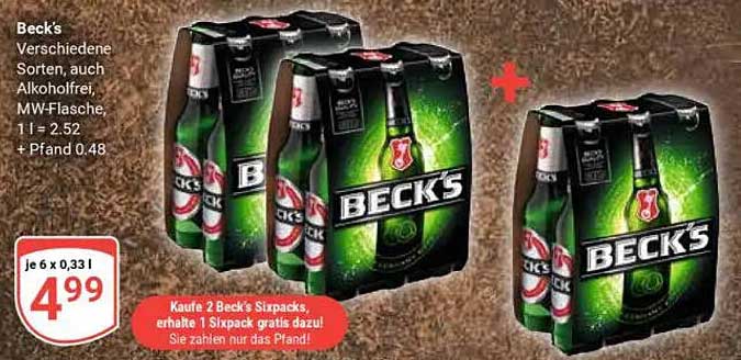 Beck's Sixpacks – Verschiedene Sorten, auch alkoholfrei!