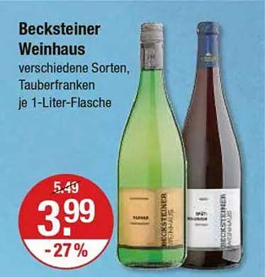 Becksteiner Weinhaus - verschiedene Sorten, Tauberfranken je 1-Liter-Flasche