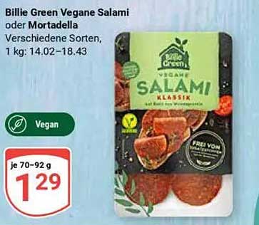 Billie Green Vegane Salami oder Mortadella