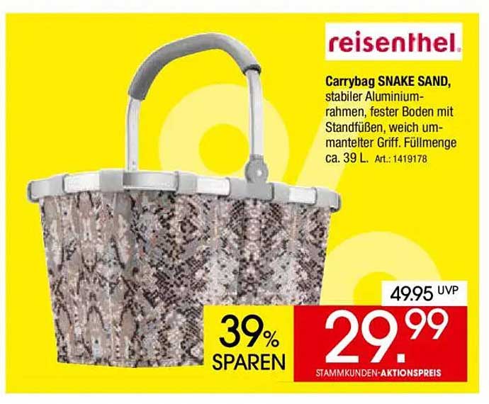 Carrybag SNAKE SAND von reisenthel, stabiler Aluminiumrahmen, fester Boden mit Standfüßen