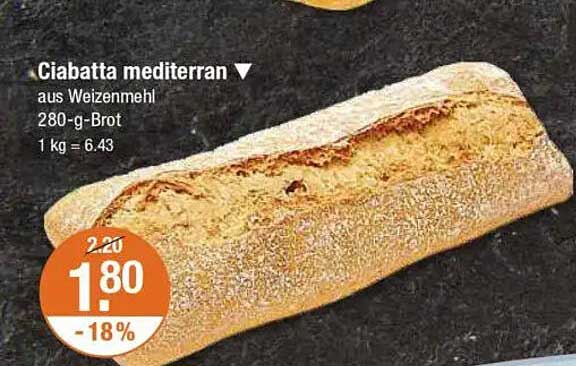 Ciabatta mediterran aus Weizenmehl 280-g-Brot