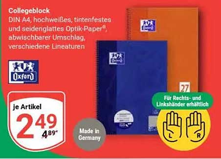 Collegeblock DIN A4 – Hochweißes, Tintenfestes Papier