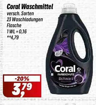 Coral Waschmittel - 20% Rabatt auf ausgewählte Sorten!